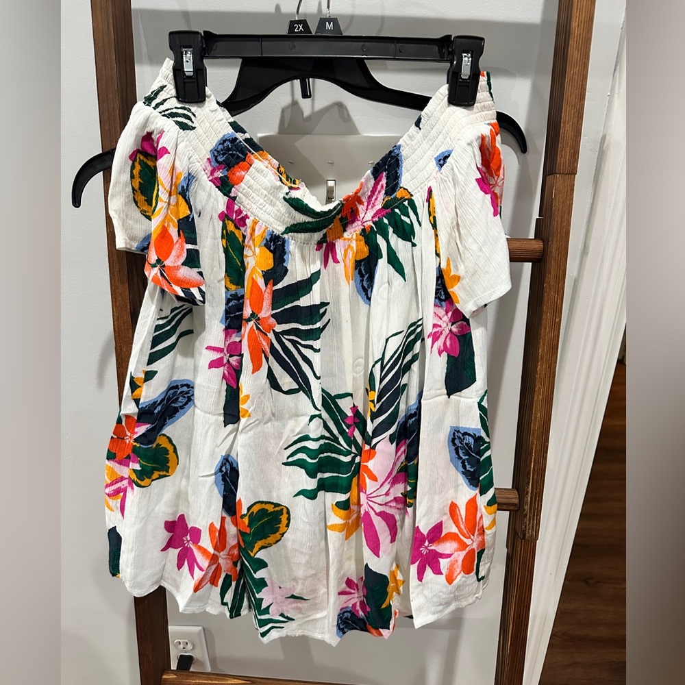Old Navy Floral Off-Shoulder Blouse - White Multicolor